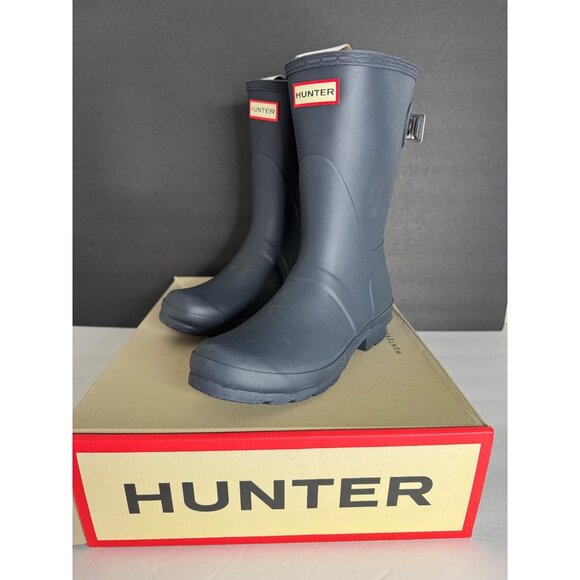 Hunter Shoes - NIB Hunter Original Short Boots Matte Navy Back Adjustable EU 38 US 7 UK 5